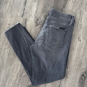 Hudson Natalie Mid-rise Super Skinny Gray Ankle Raw Hem Jeans Size 26